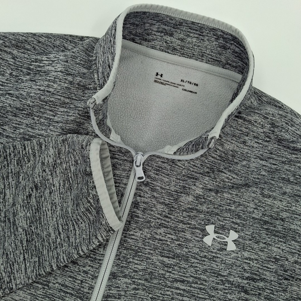 Under Armour Mens X-Large Gray Black Pullover 1/4 Zip, Casual Golf